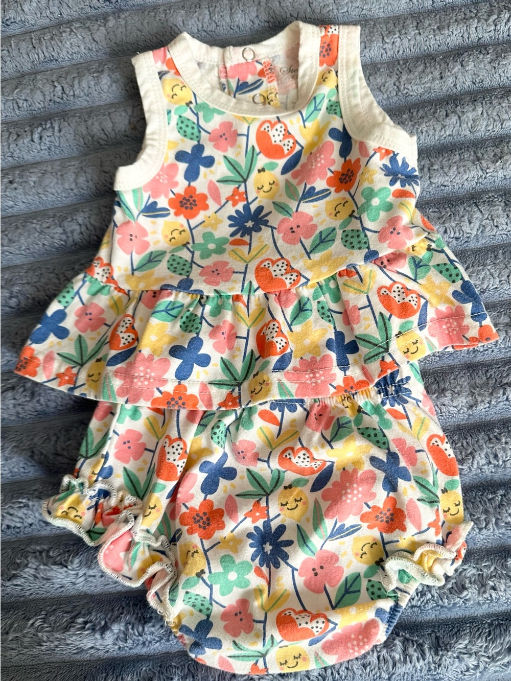 Girls Floral Tiered Tank & Bloomers Matching Set - Multicolor